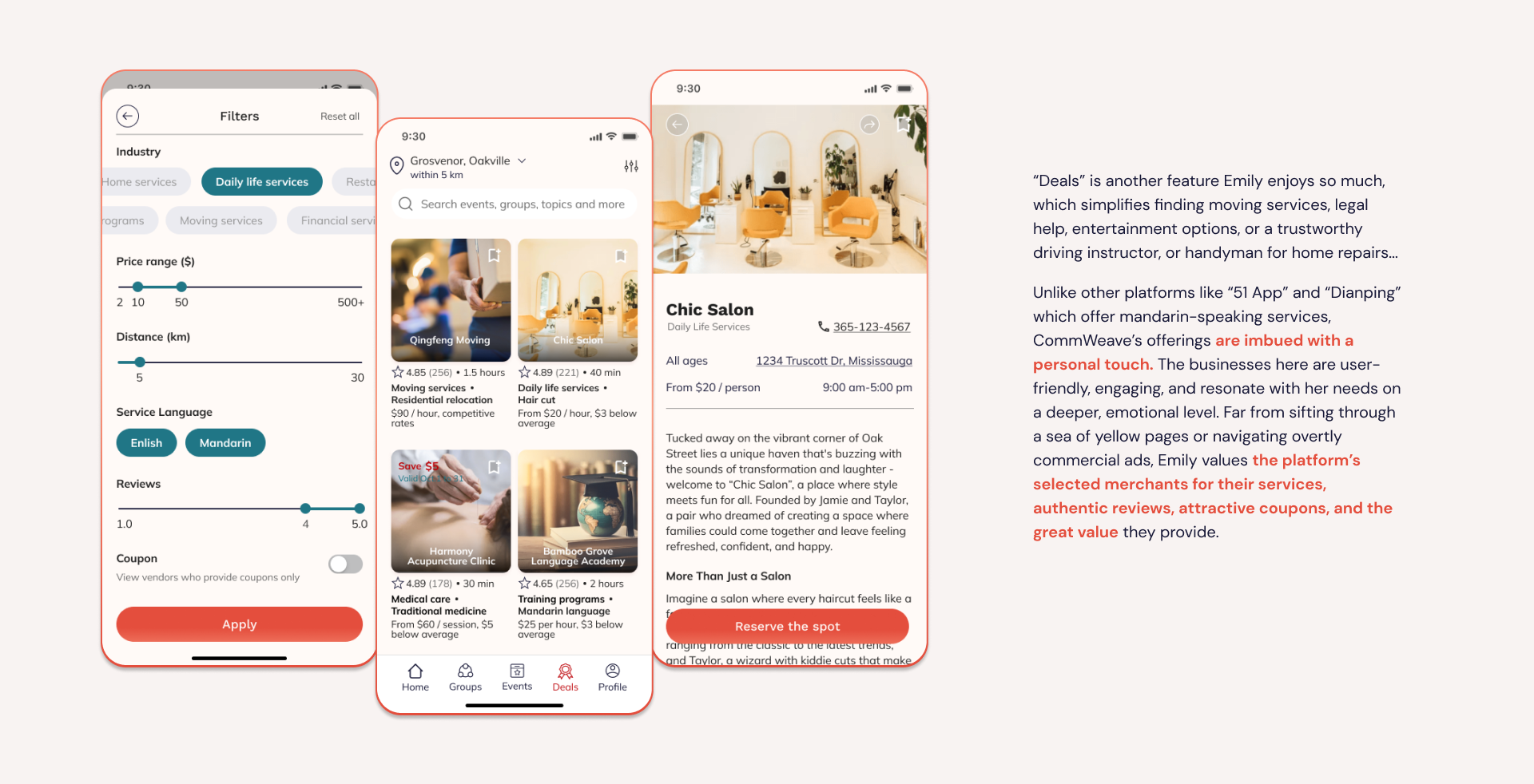 CommWeave user story — 8 slides — 6 of 8