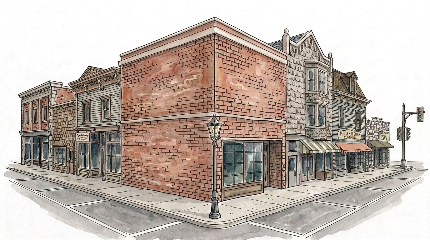 The street corner at eye level