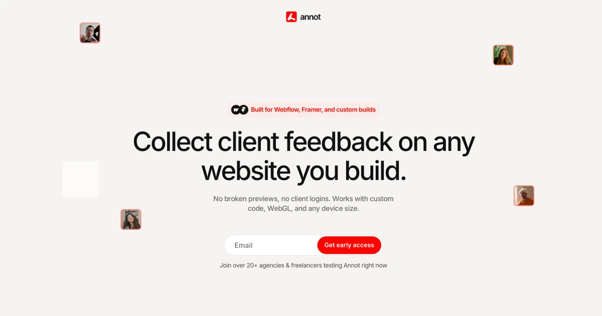 Annot website homepage built with Framer