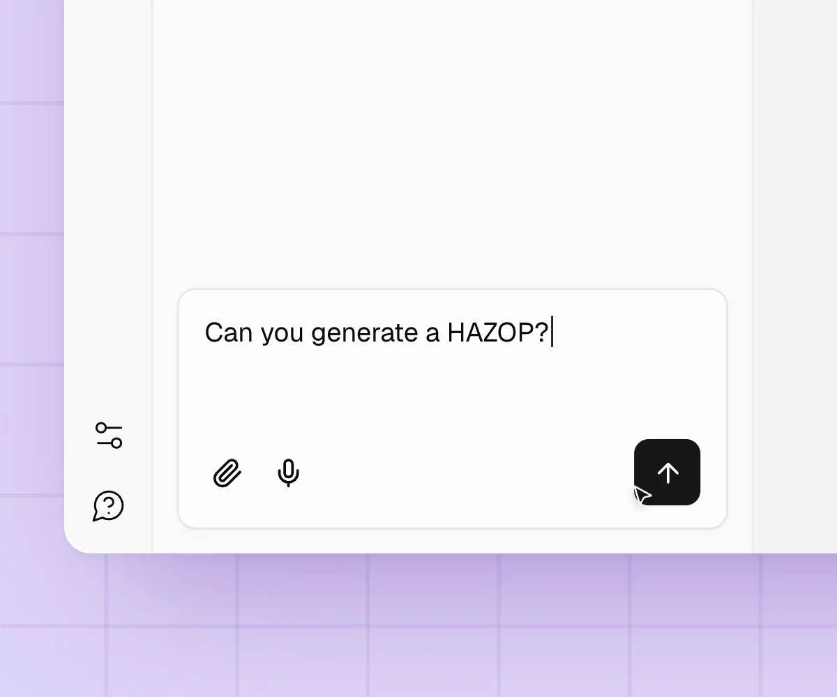 Percept chat box with the question Can you generate a HAZOP?