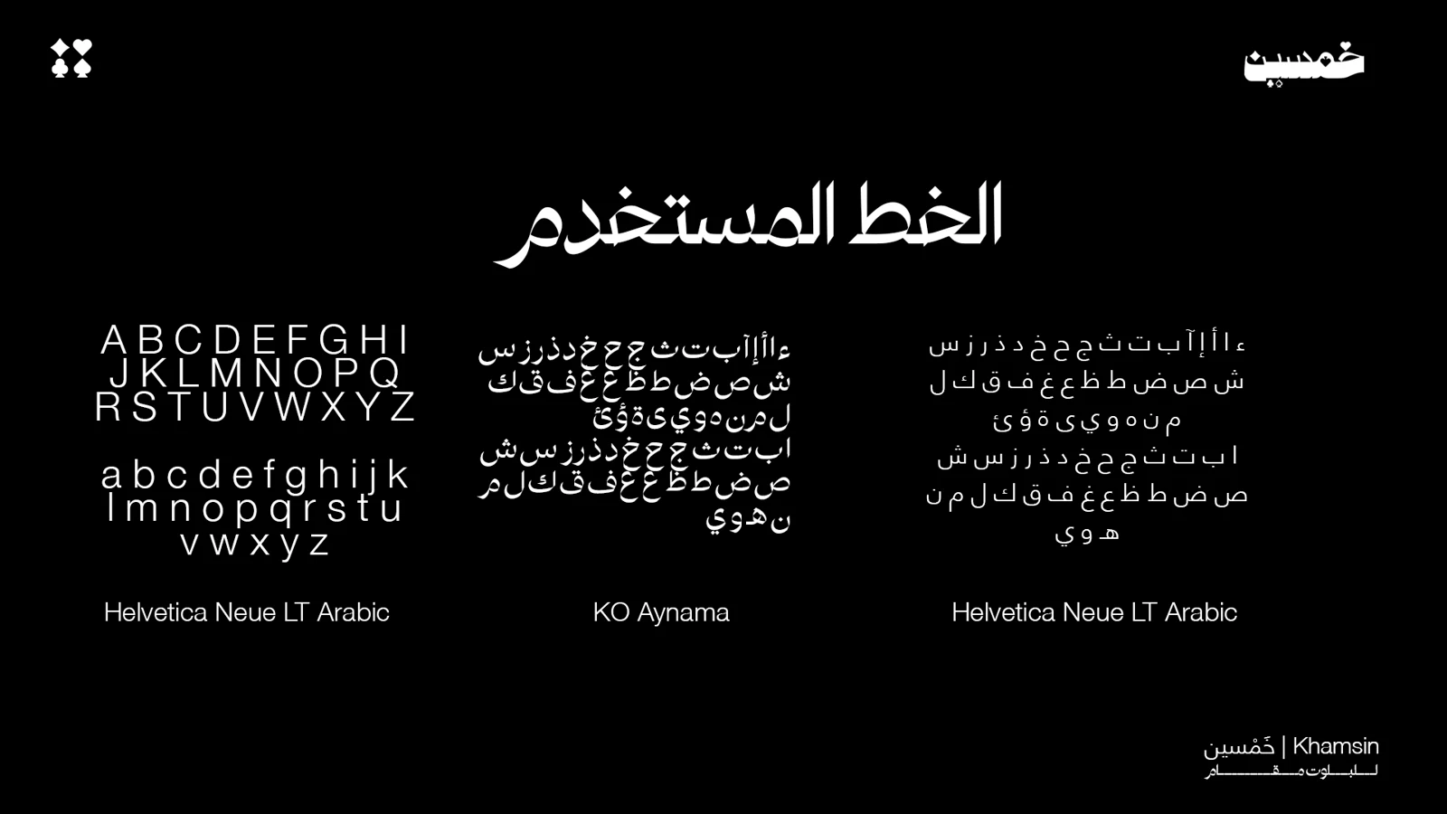 Original typography board: KO Aynama and Helvetica Neue LT Arabic