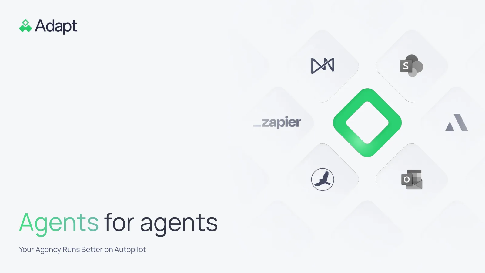 Adapt API investor deck, slide: Cover: Agents for agents