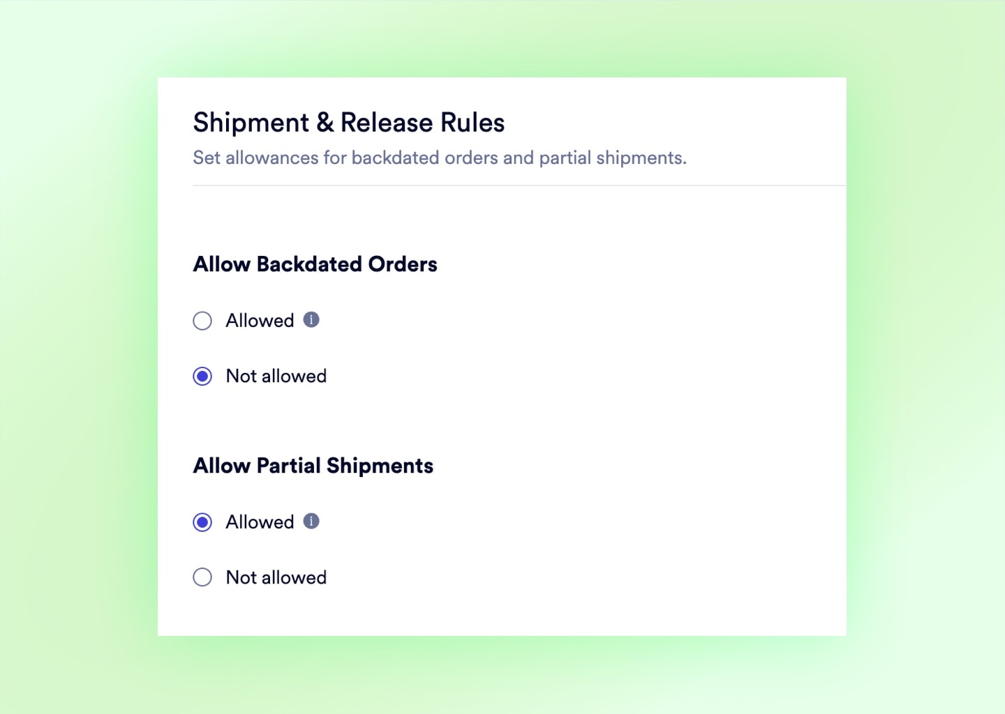 Backdated order linking interface