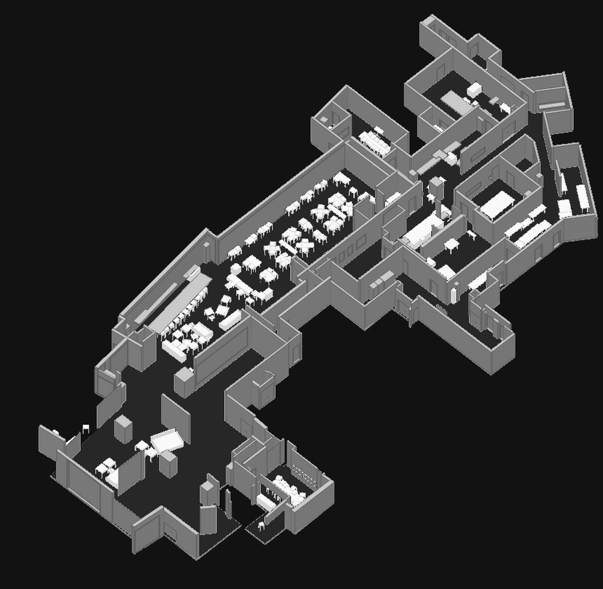 The Revit model BIMIT 4.0 built, seen from above at an angle