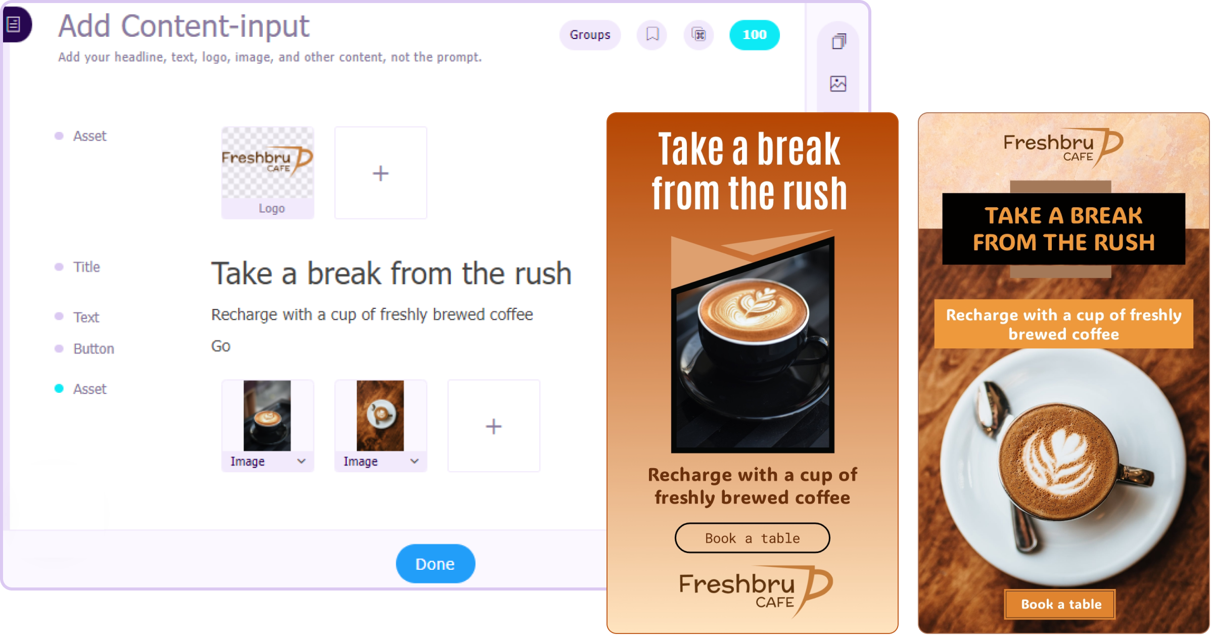 Instant designs for ecommerce marketing