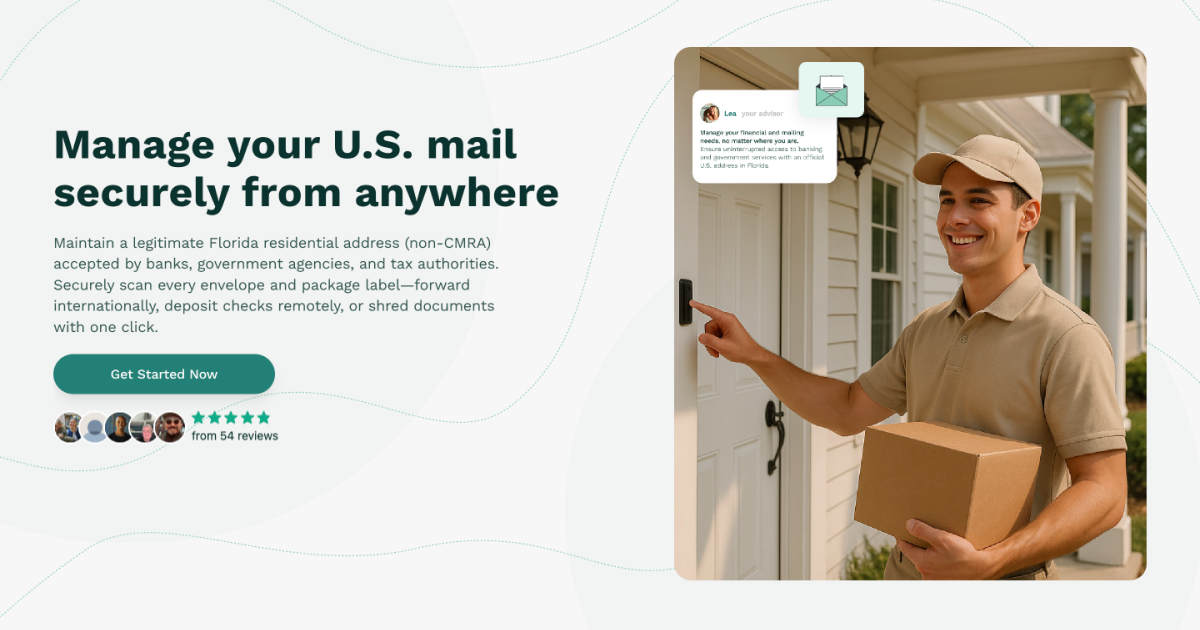 virtual mailbox expats US address state tax — map showing South Dakota Florida Texas domicile options for Americans living abroad