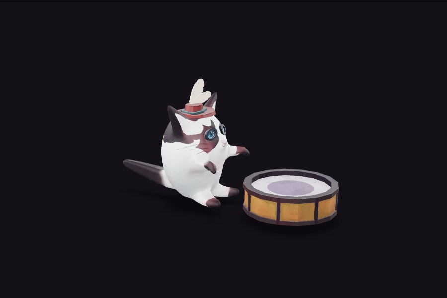 Drummer cat — rigged stage performer