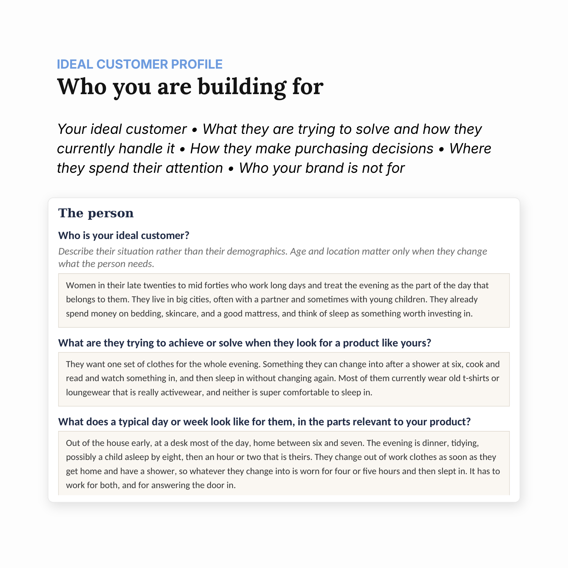Ideal Customer Profile sheet