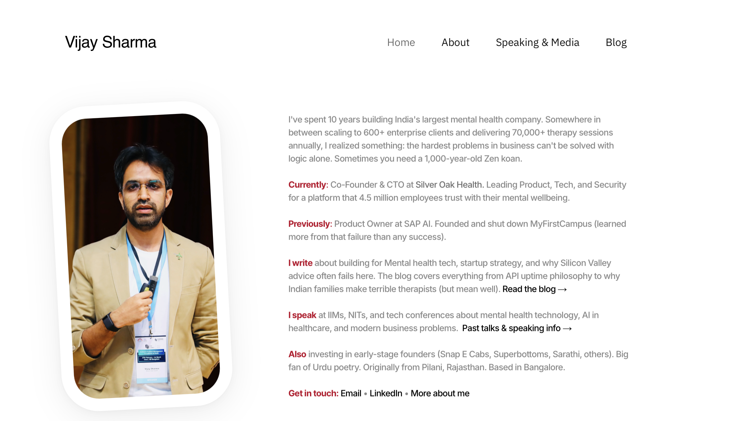 Vijay Sharma - Co-Founder & CTO, Silver Oak Health | Angel Investor