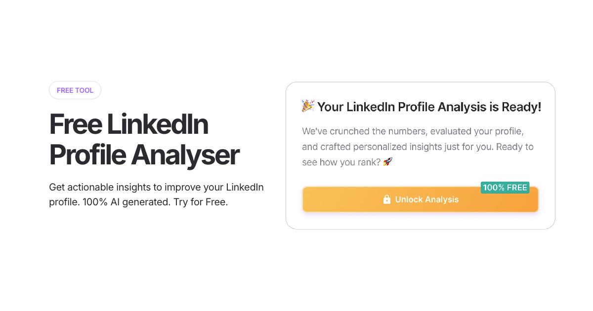 Free LinkedIn Profile Analyser | Analyse Your LinkedIn Profile
