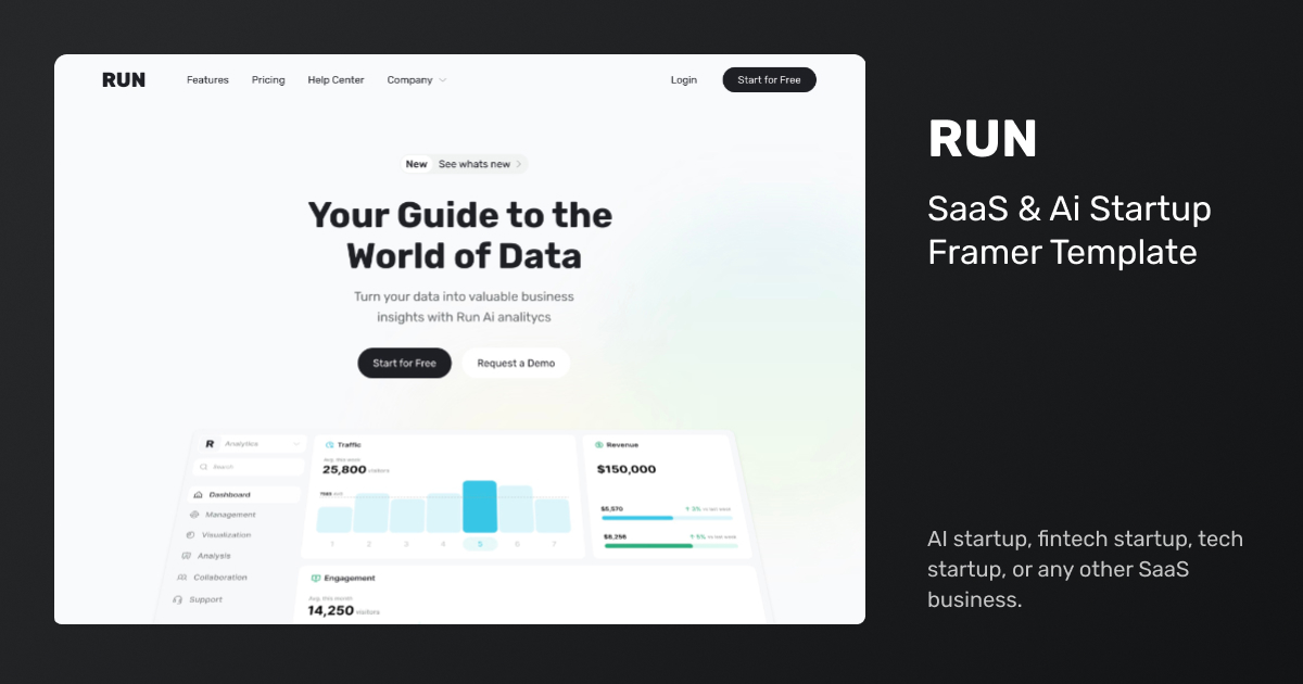 Home: RUN — Saas & Ai Startup Framer Template