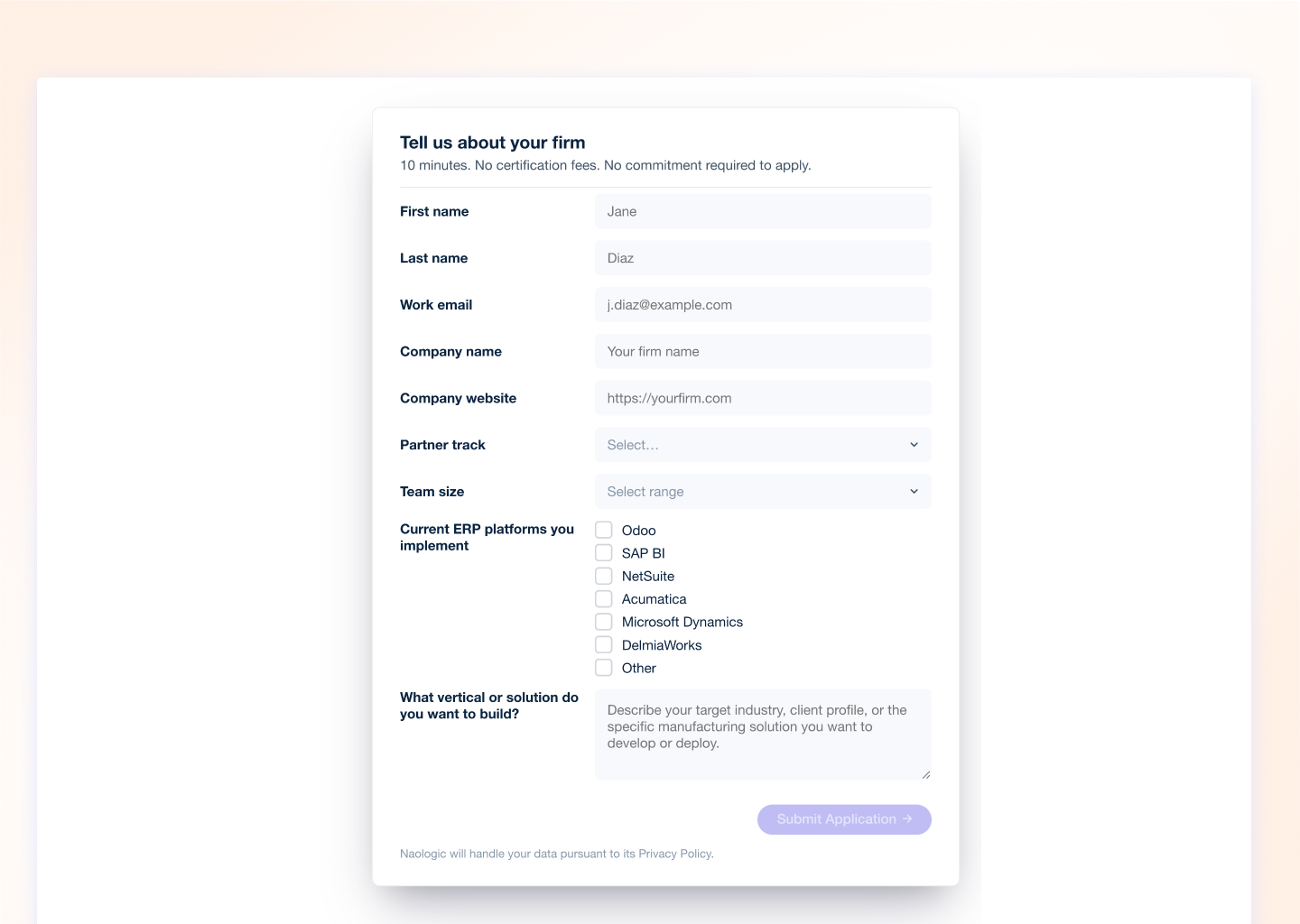 Submit Your 10-Minute Application