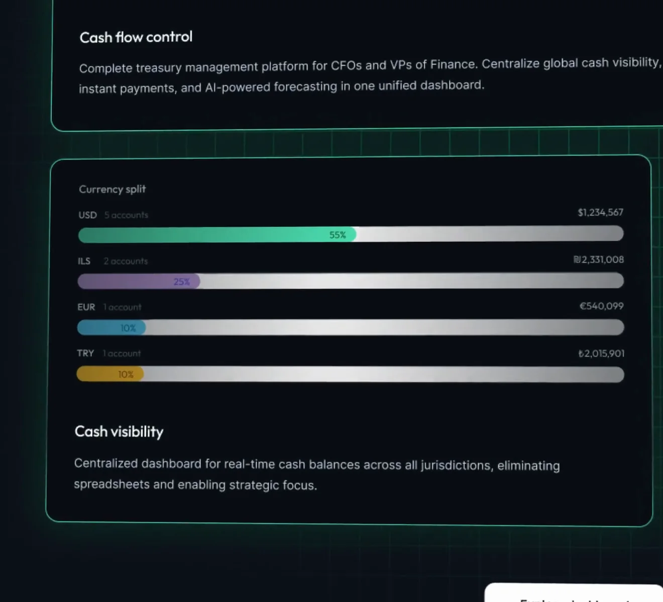 TreasuryPath currency split feature card