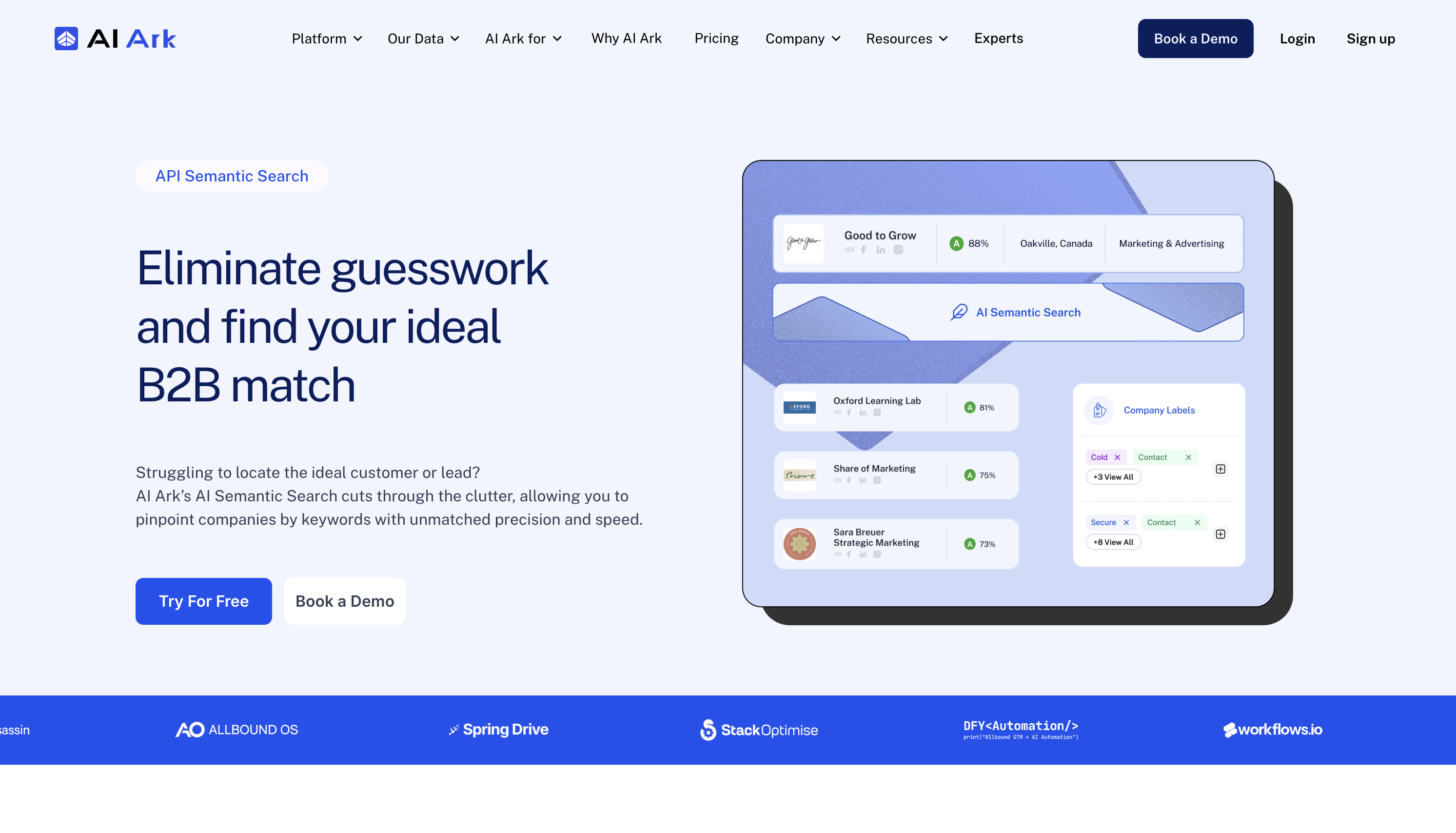 API Semantic Search - AI Ark | B2B Data Center Powered With AI