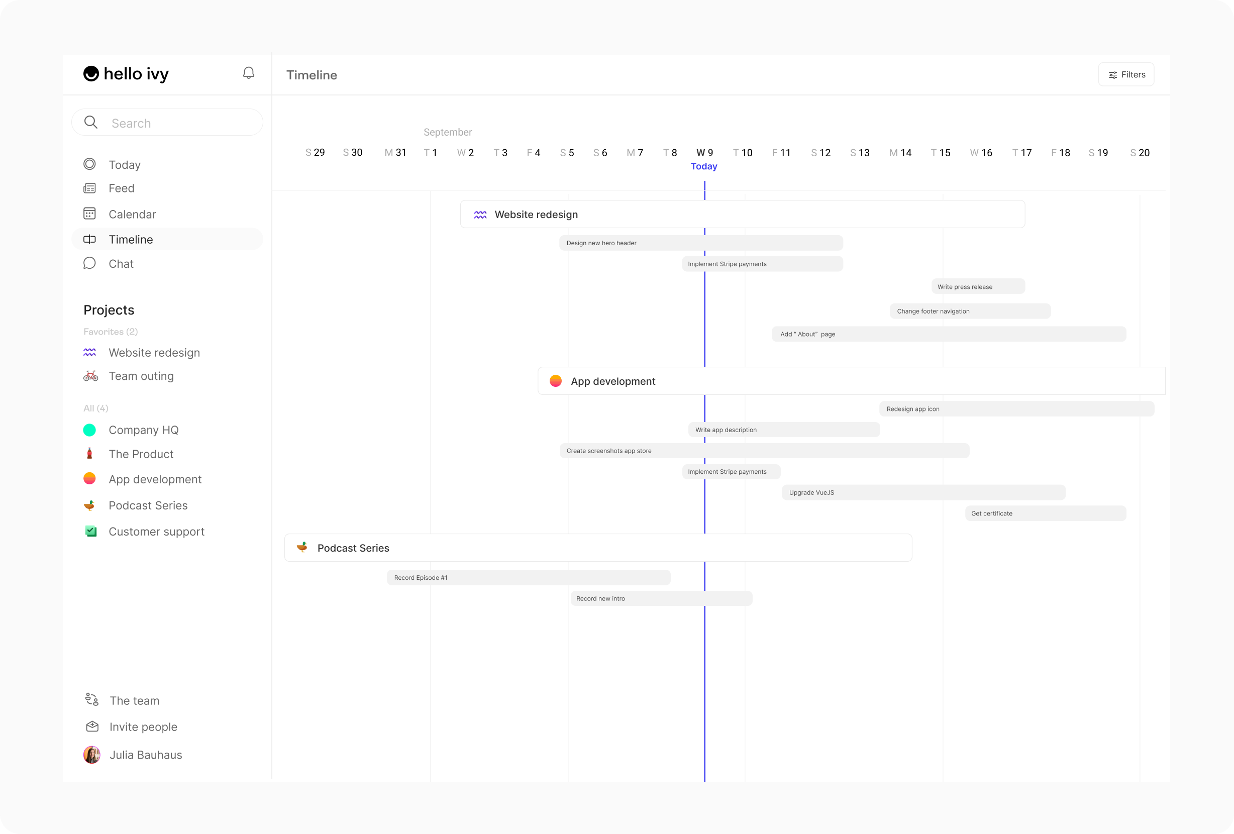 Timeline / Gantt Hello Ivy