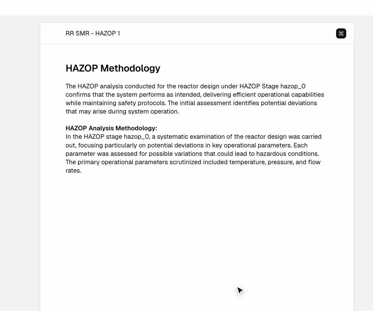 Percept HAZOP document page