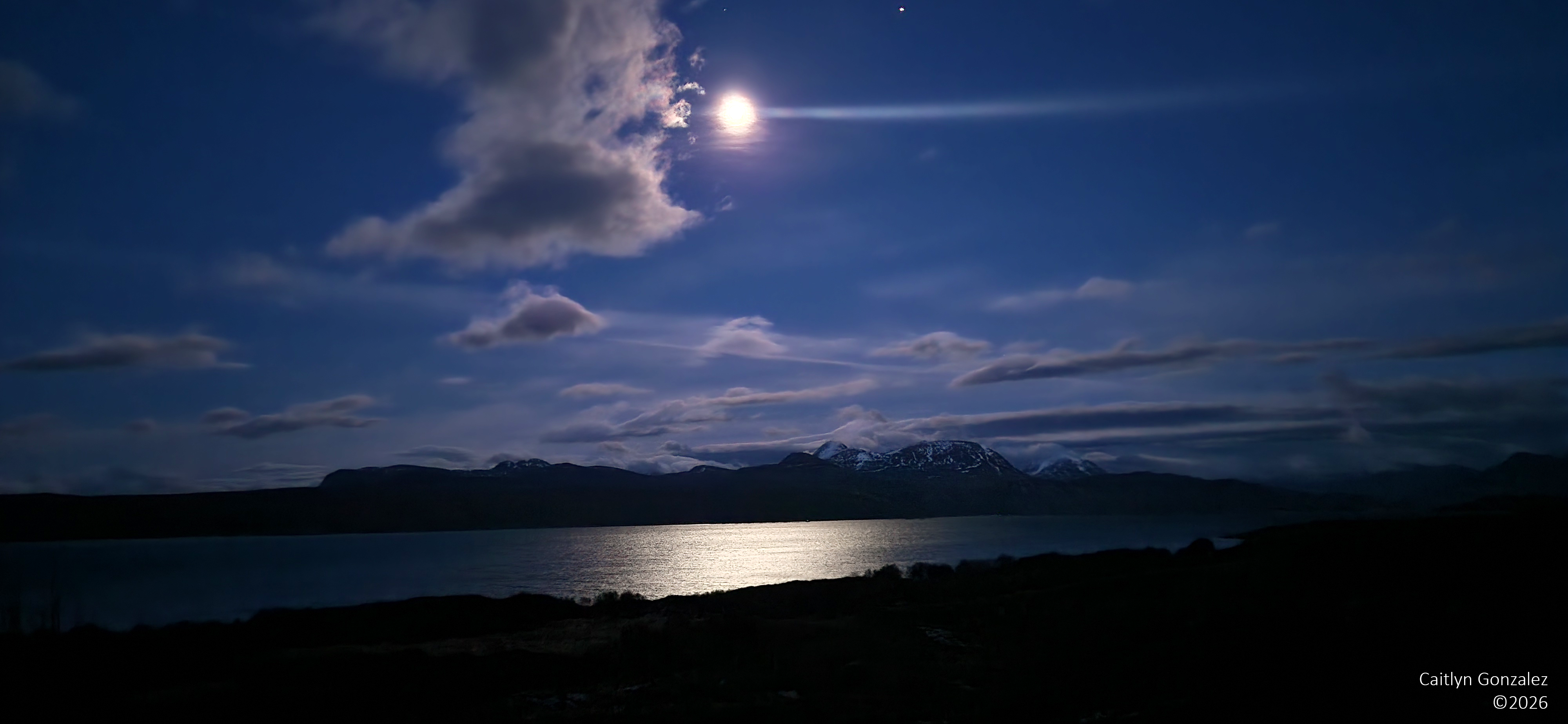 Moonlight over the bay at night