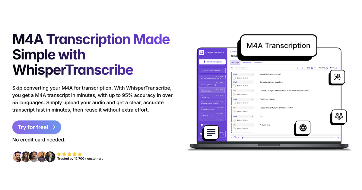 Acuarte Trascript Accurate M4A Transcription with WhisperTranscribe - Convert M4A to Text ...