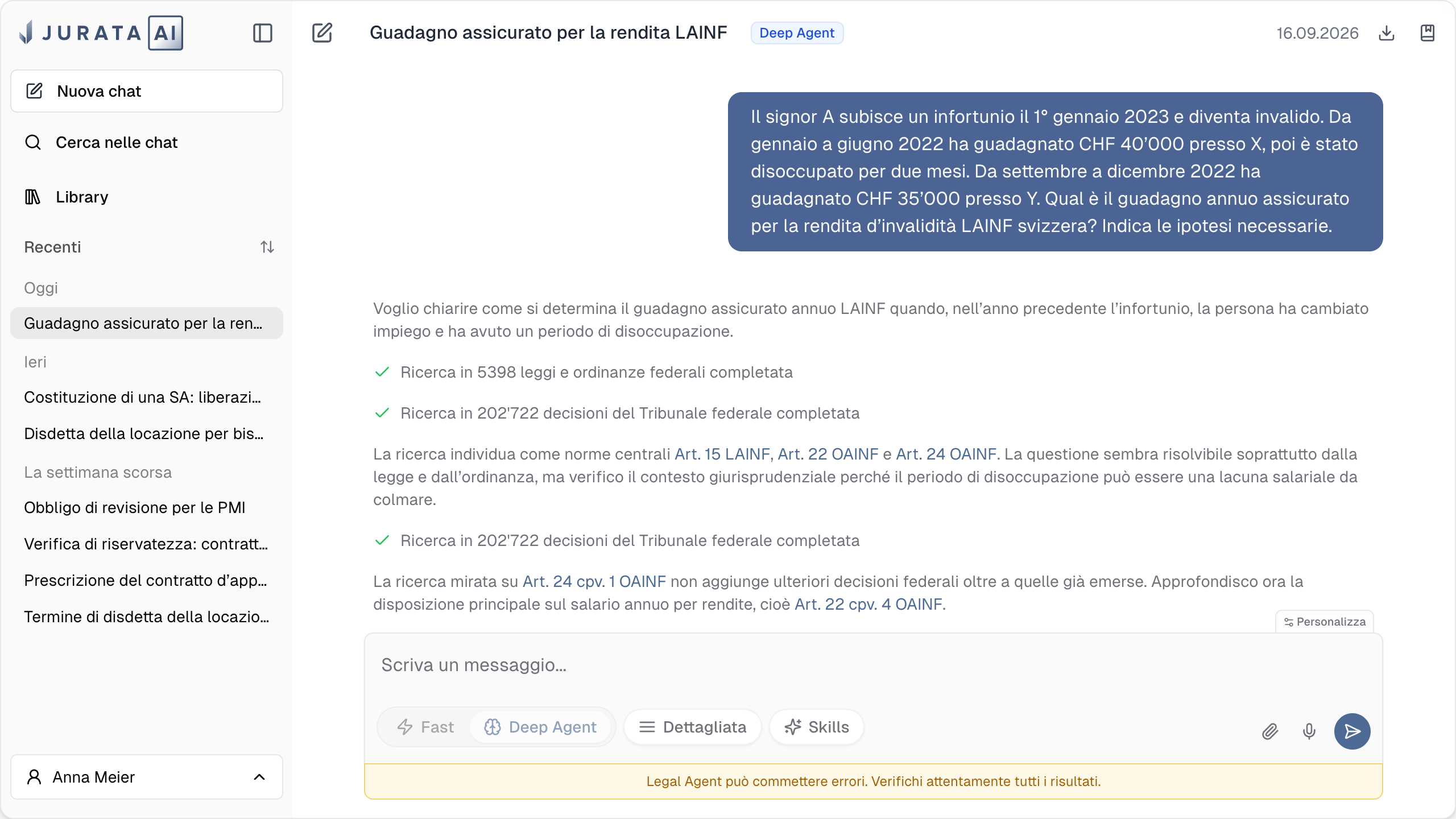Applicazione web Jurata con ricerca giuridica