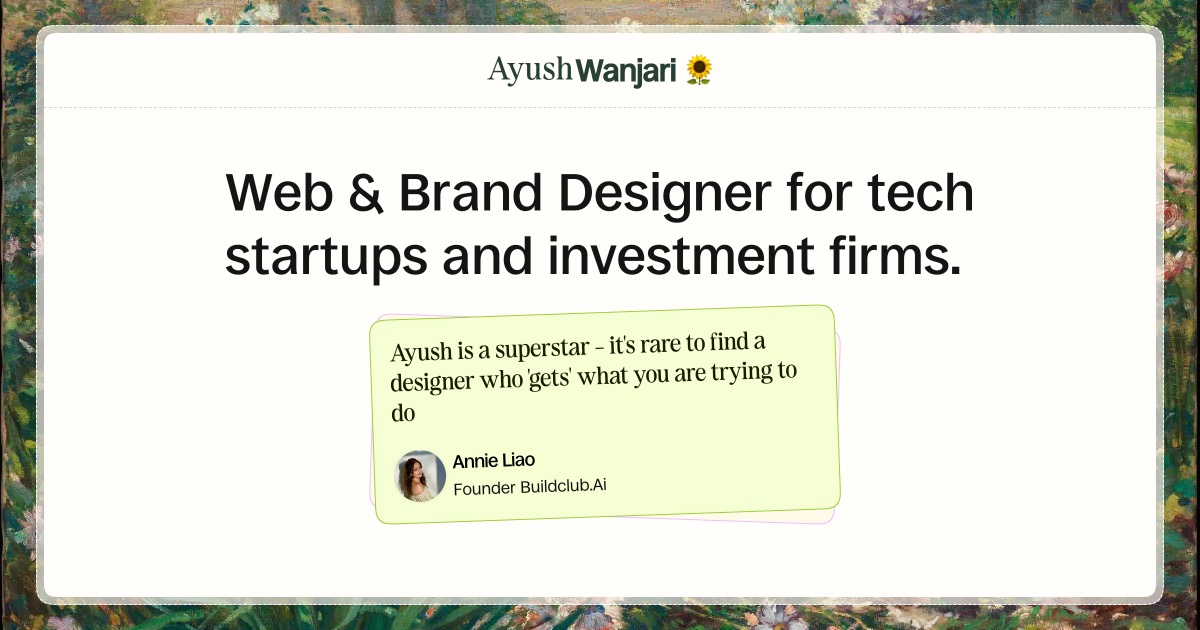 Ayush Wanjari — Framer Designer for Tech Startups and Investment firms