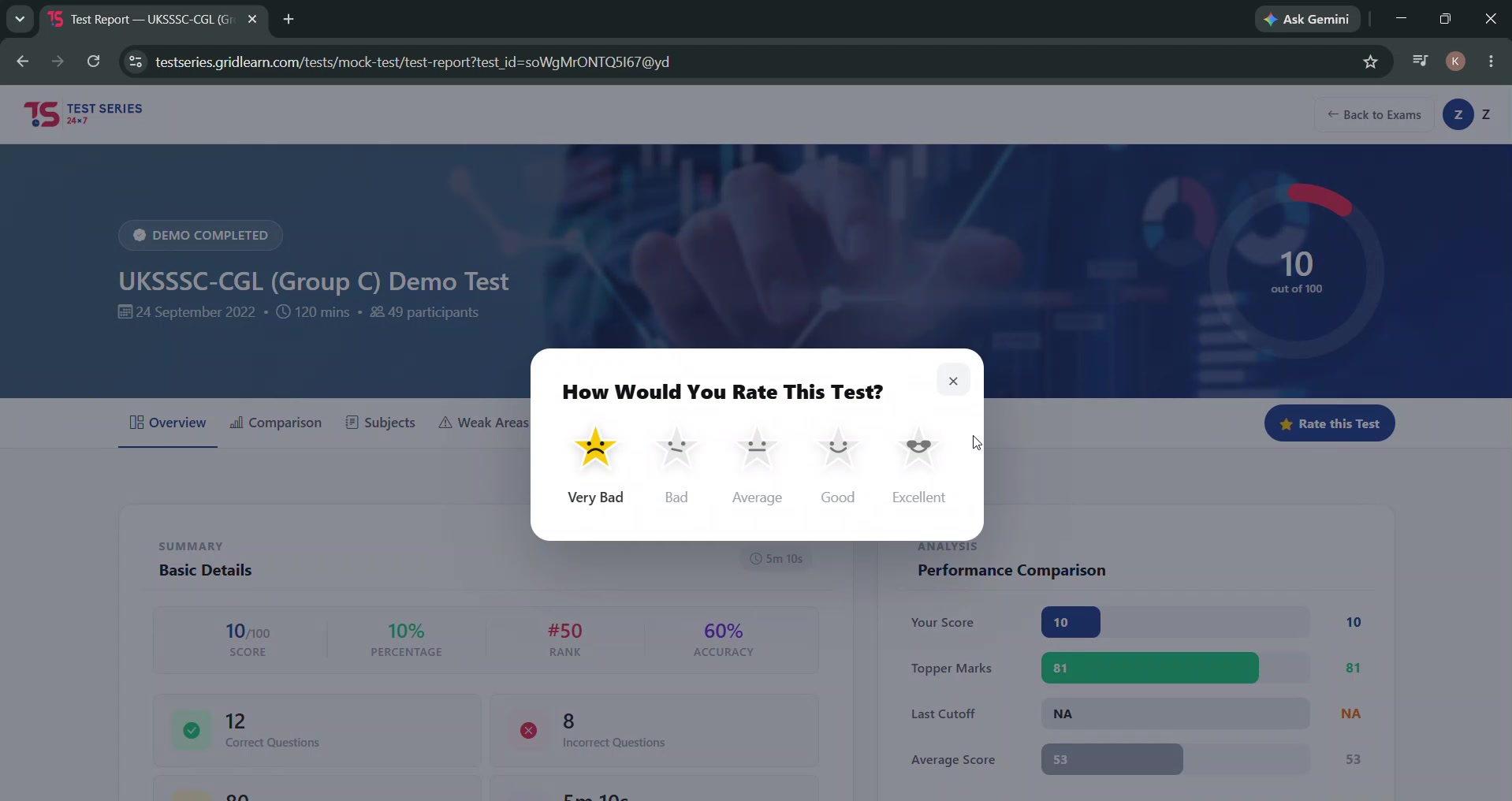 Detailed test report and performance comparison