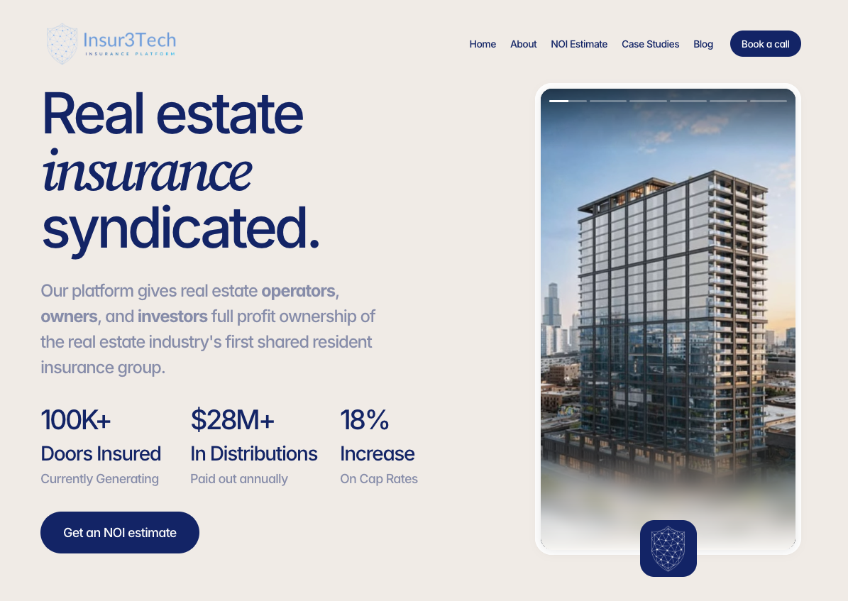 Property Insuretech Concept Examples Insur3Tech - Syndicated Real Estate Insurance Platform