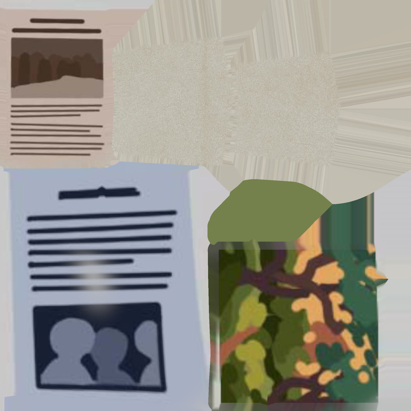 Hand-painted poster and paper prop texture atlas