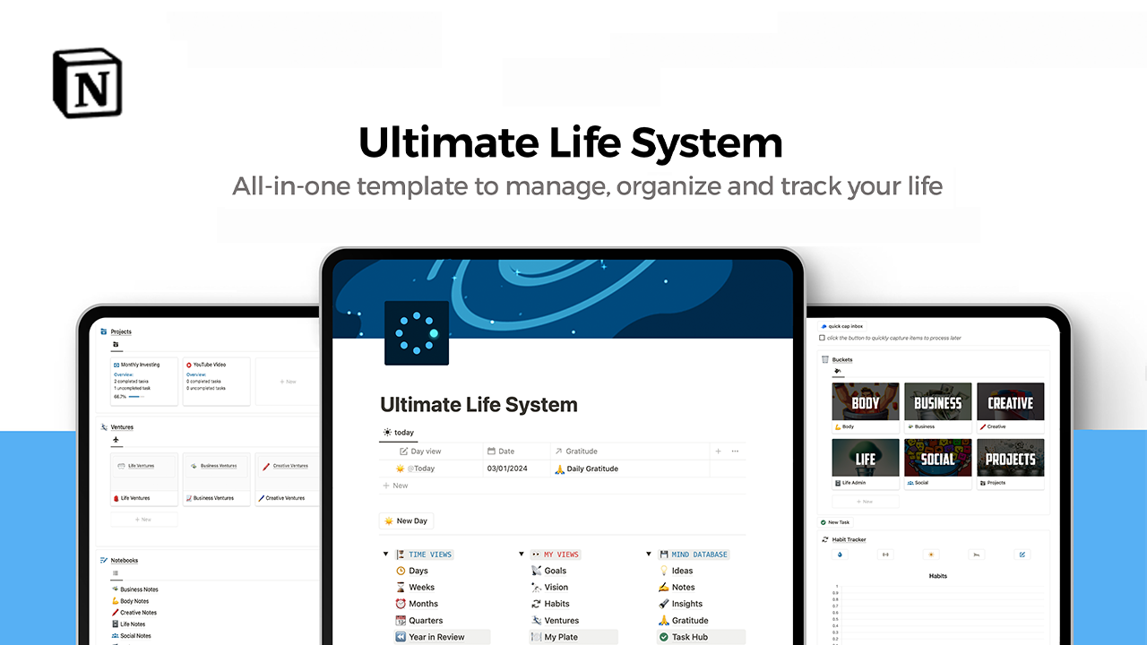 Ultimate Life System - All-in-One Notion Productivity Template