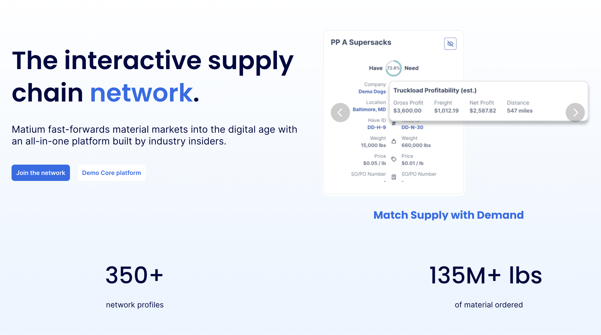Matium Website Matium | Where Materials Move