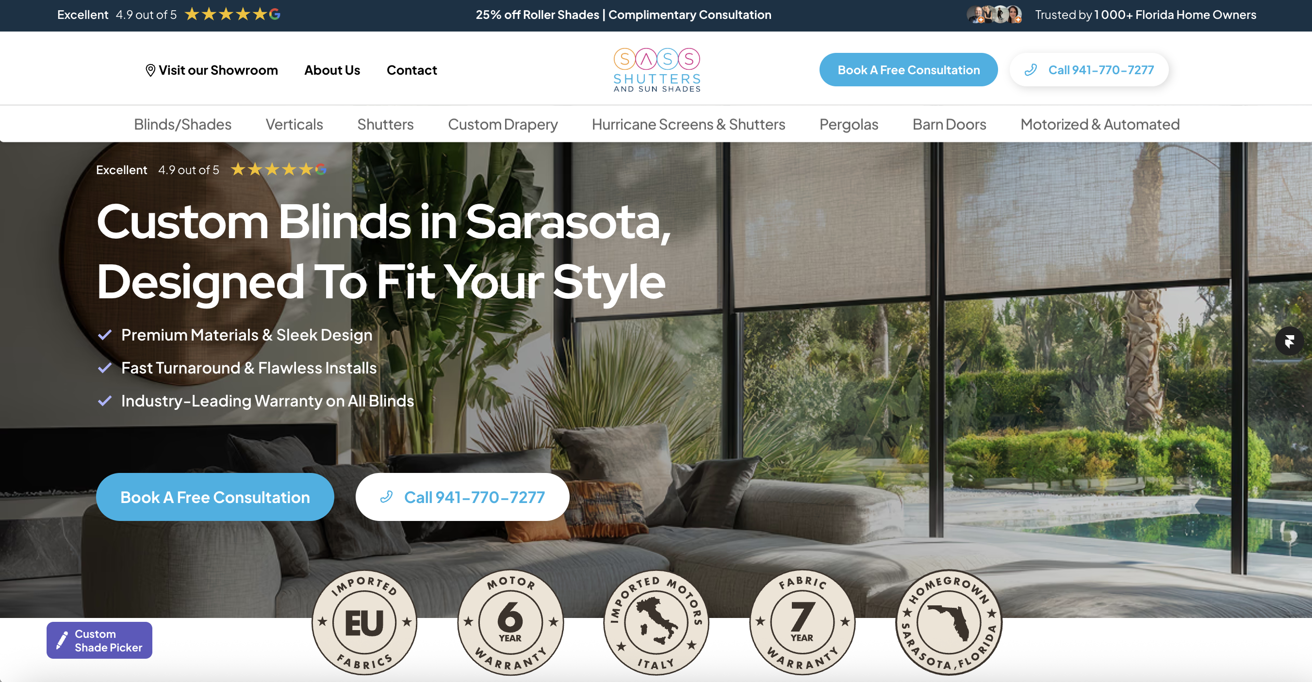 SASS Shutters and Sunshades Florida logo
