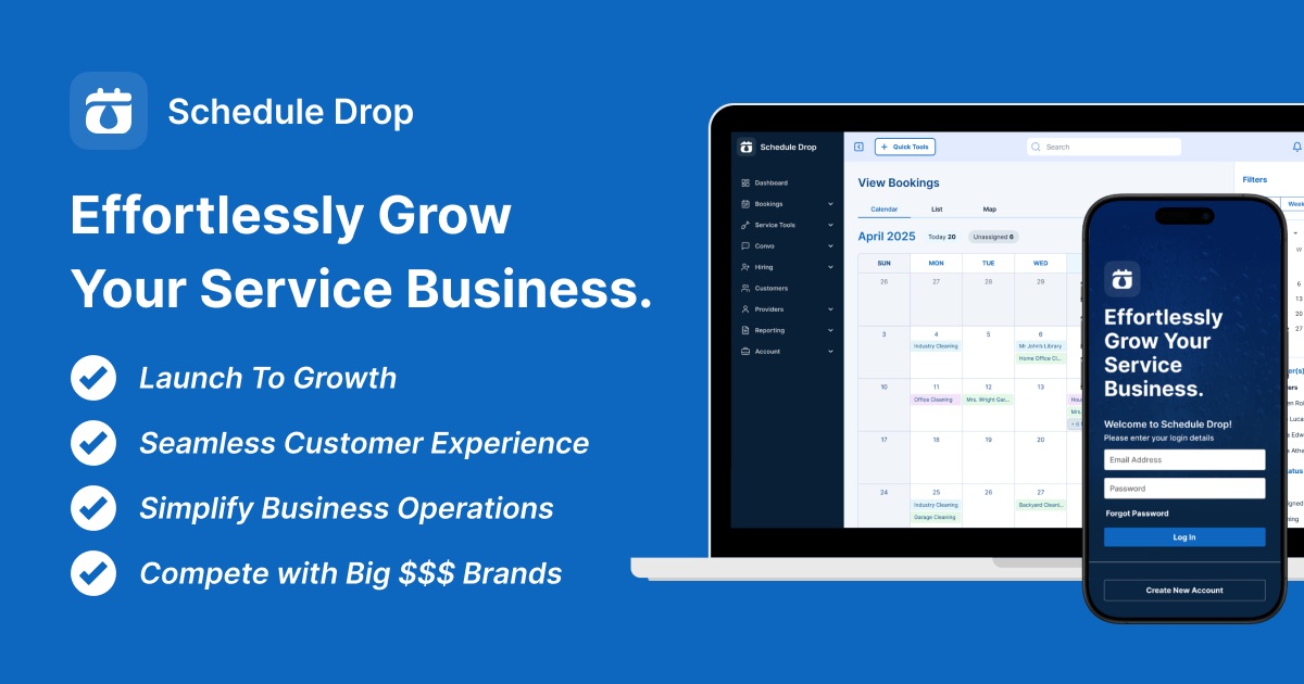 ScheduleDrop home service scheduling software dashboard