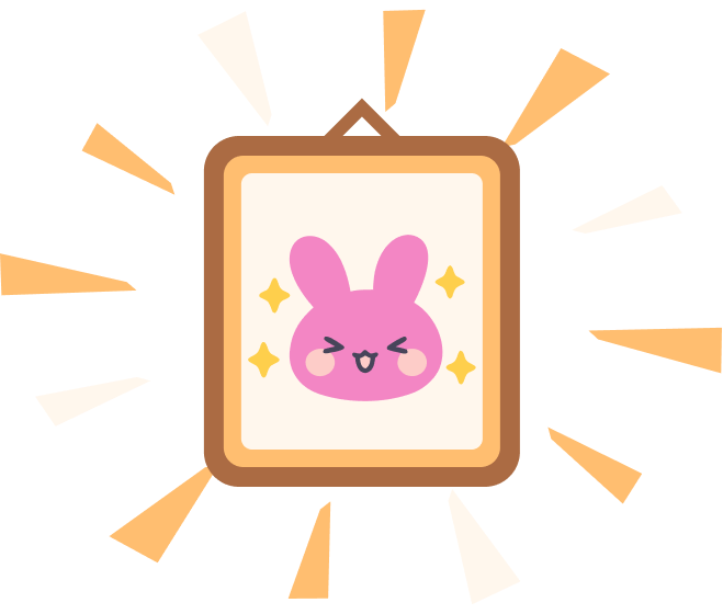 Original reward unlock illustration: framed Tuli and warm orange reveal rays
