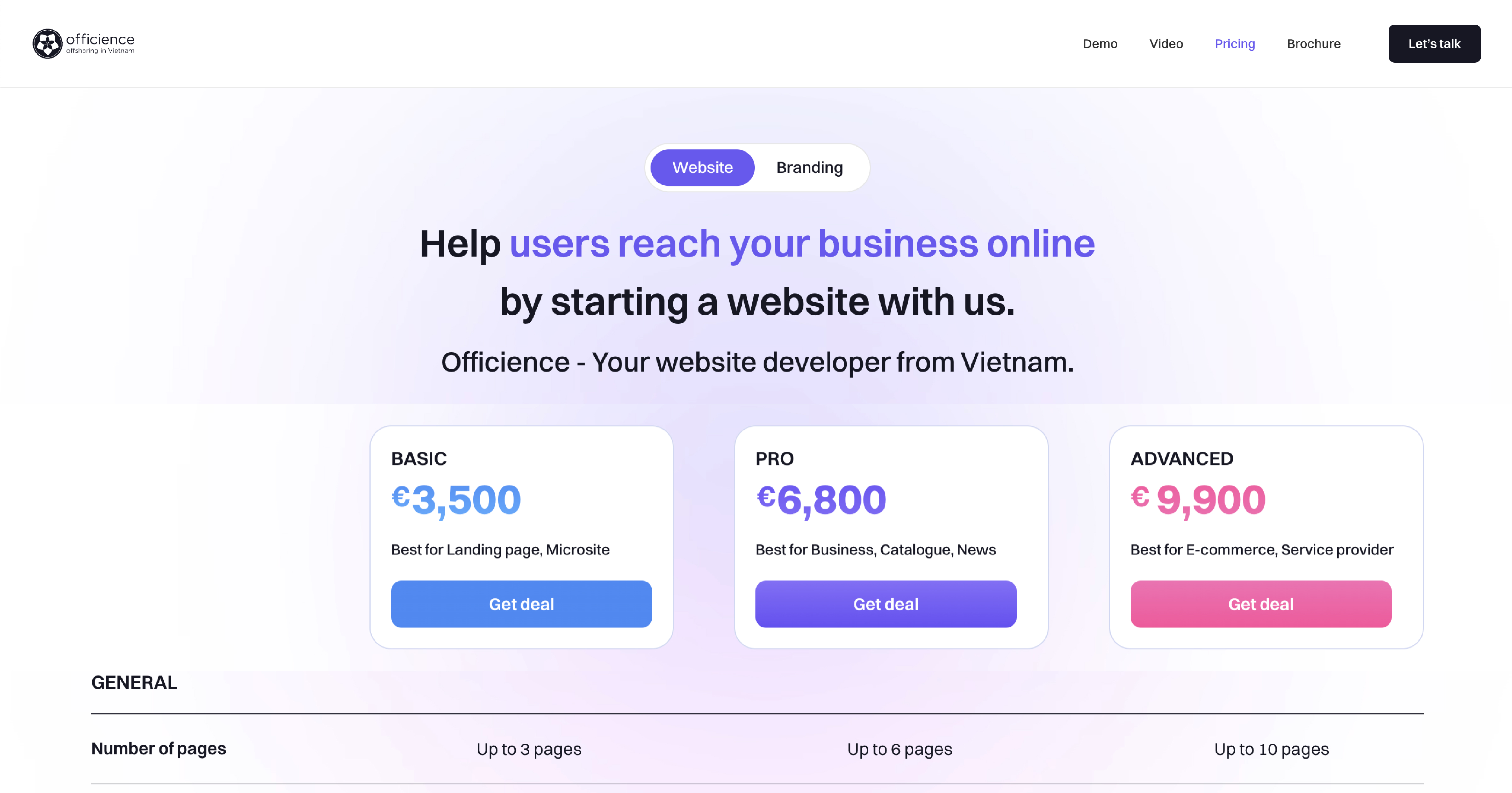 Web Fees Web pricing