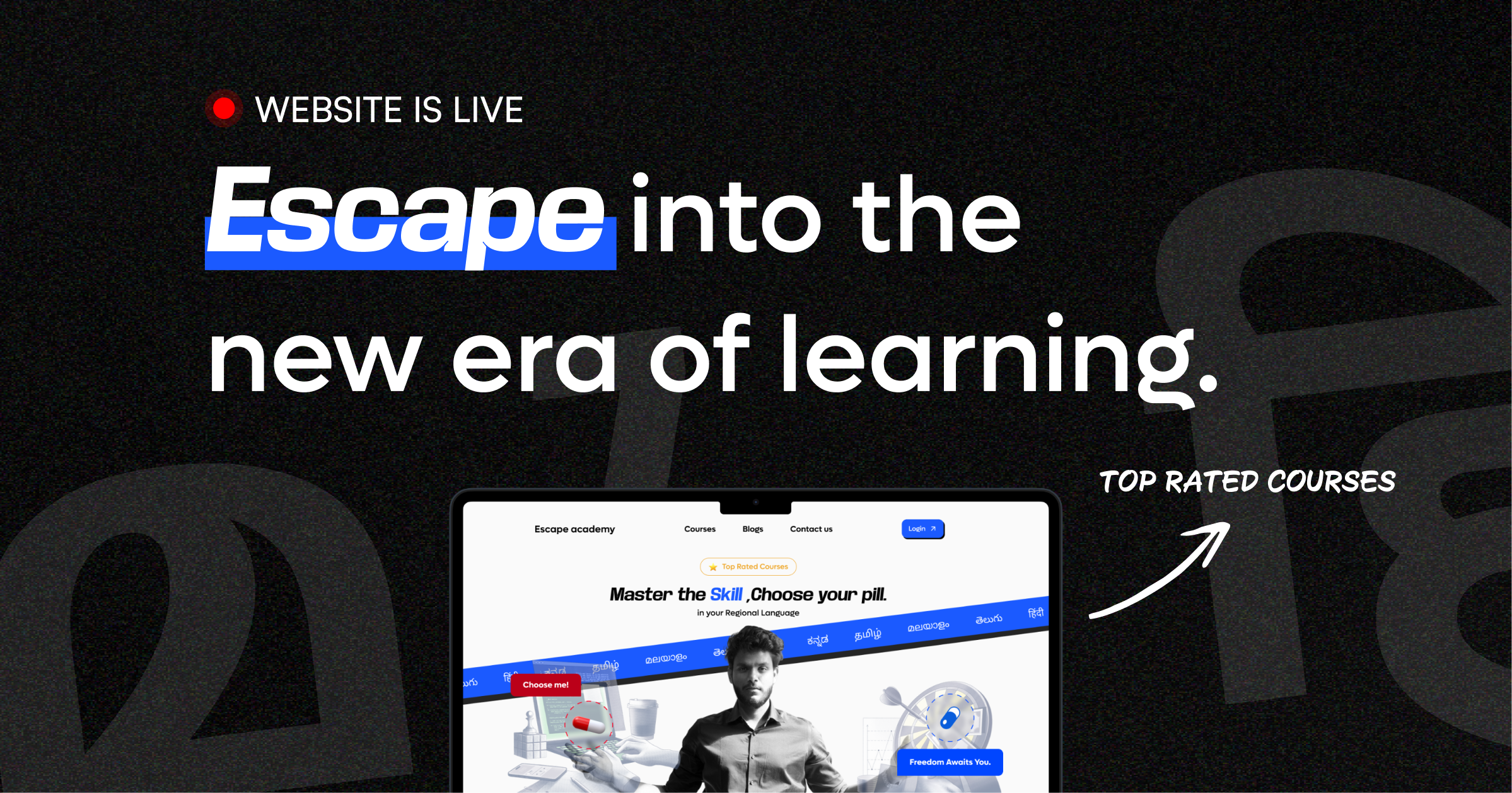 Escape academy website homepage built with Framer