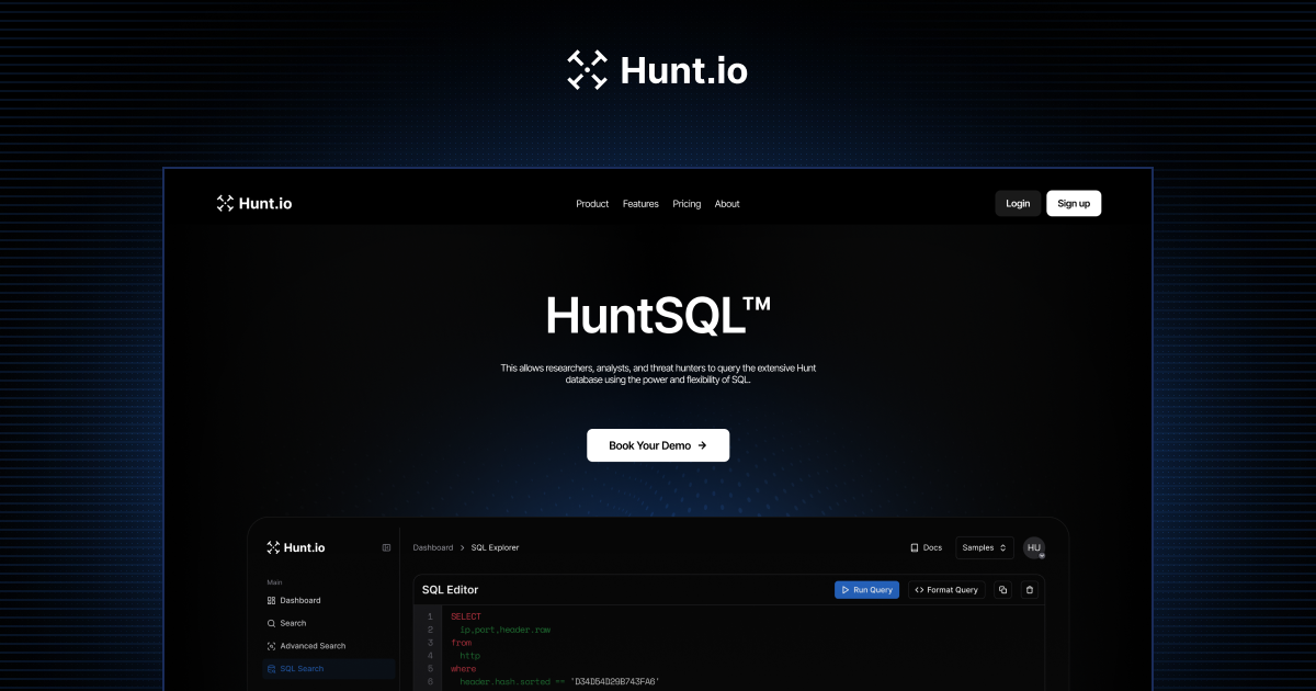 HuntSQL™ - SQL-Driven Threat Intelligence Database Queries