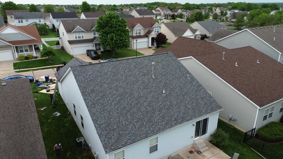 Completed shingle roof work