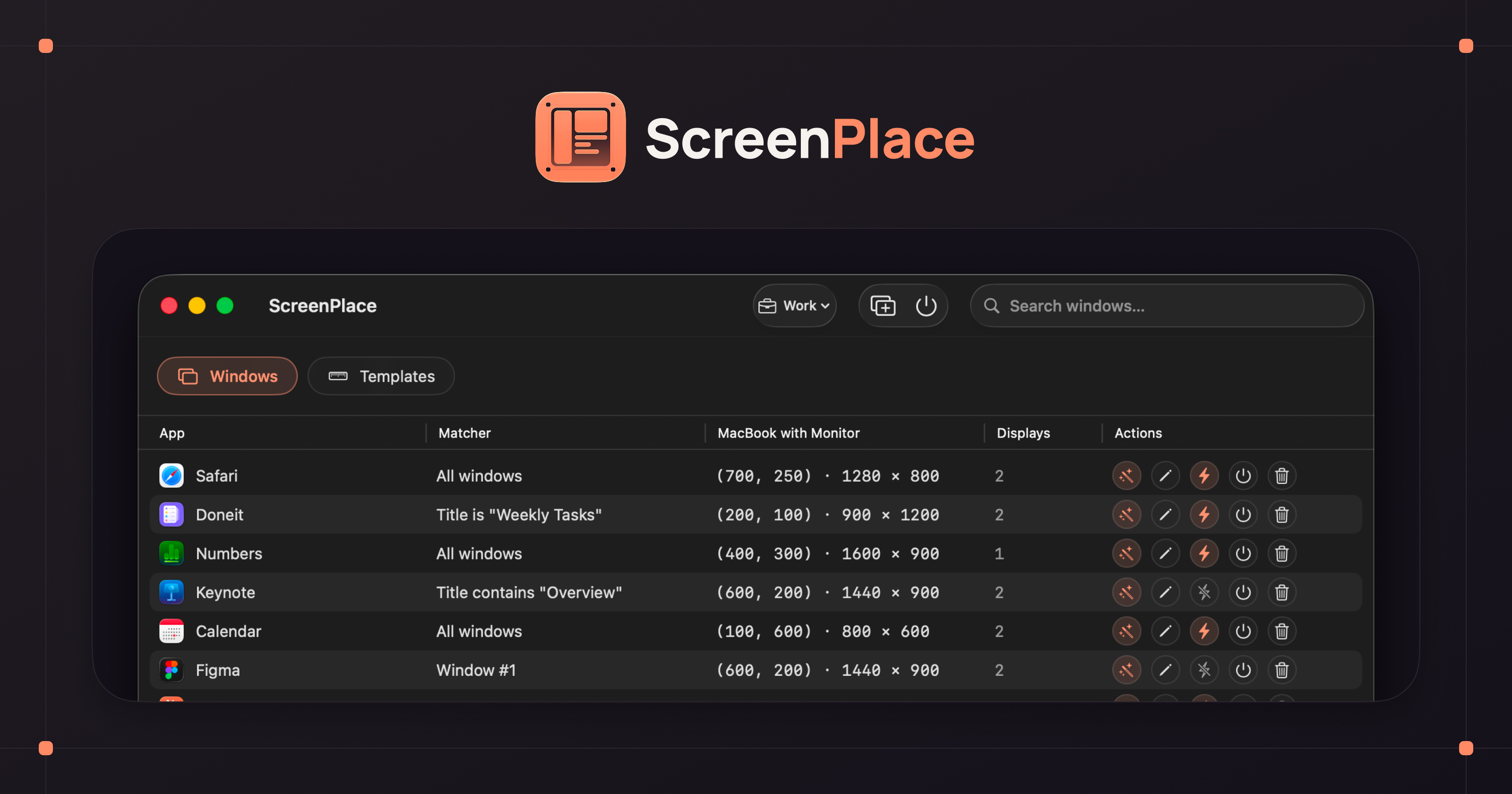 ScreenPlace - Mac Window Manager