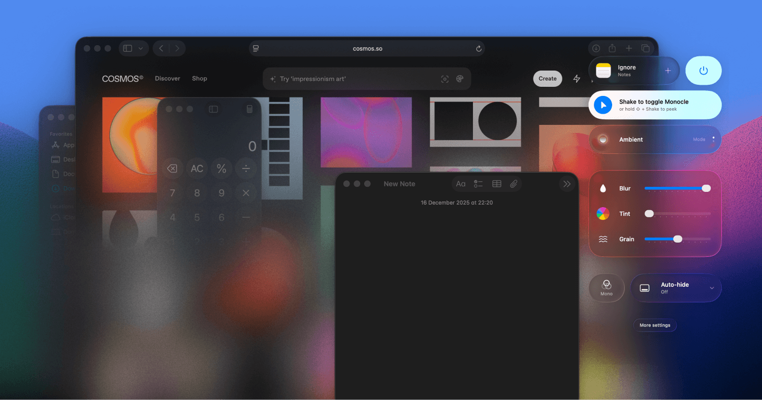Monocle for macOS • Noise-cancelling for your screen