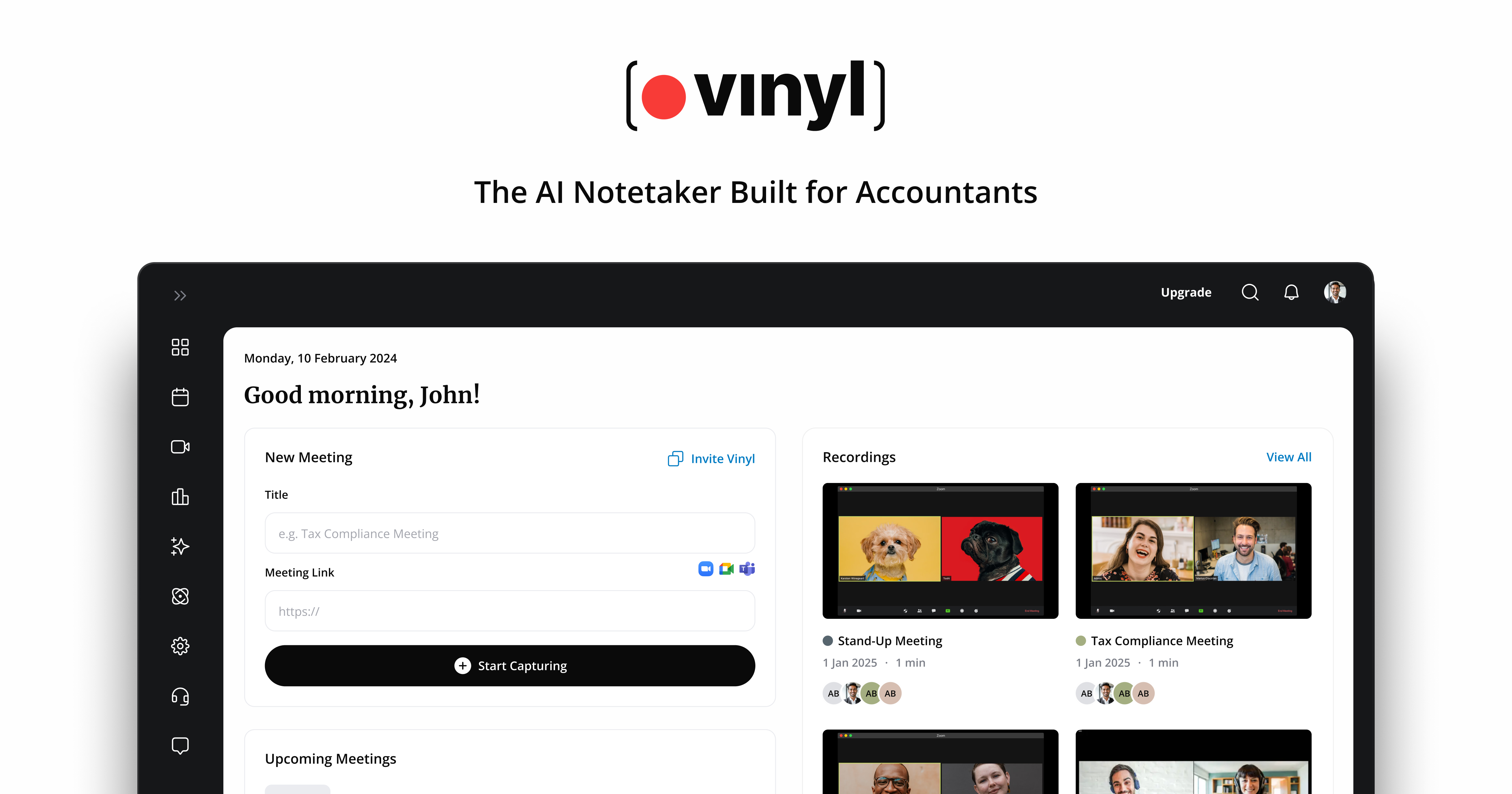 Vinyl Ai Meeting Notes Software Product Features for Meeting Notes and Workflows | Vinyl