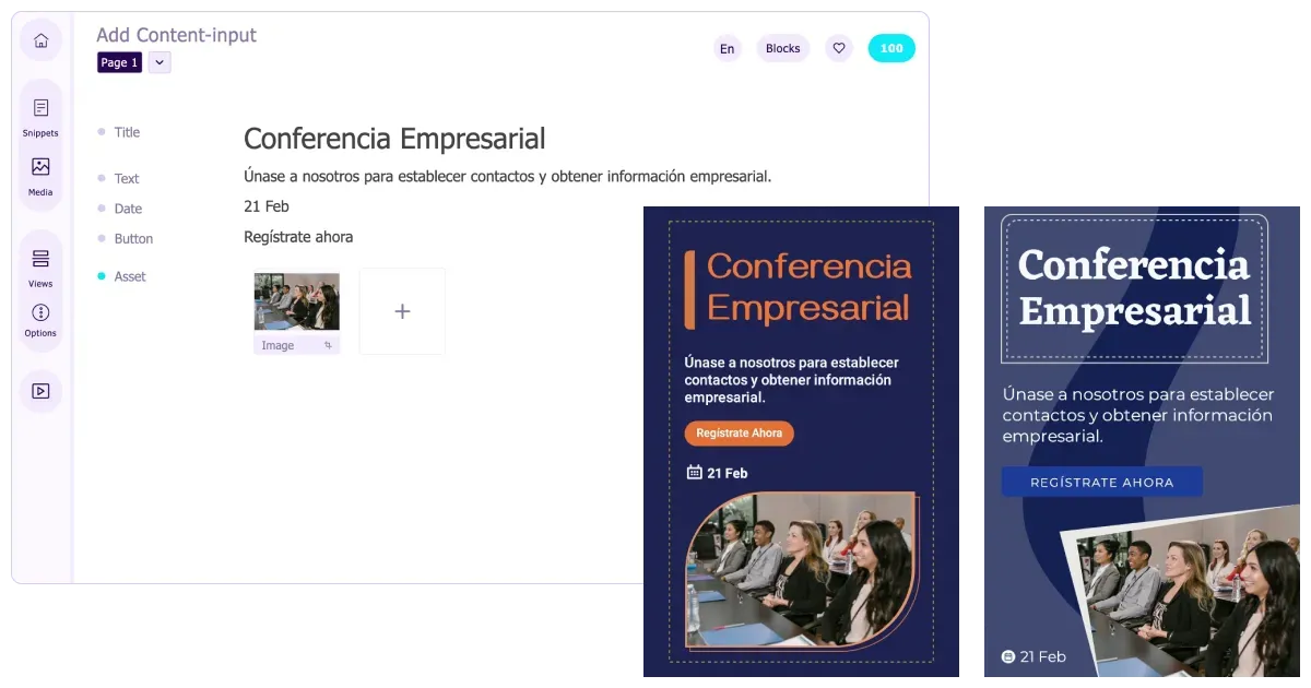 Generate multiple language banner designs with AI