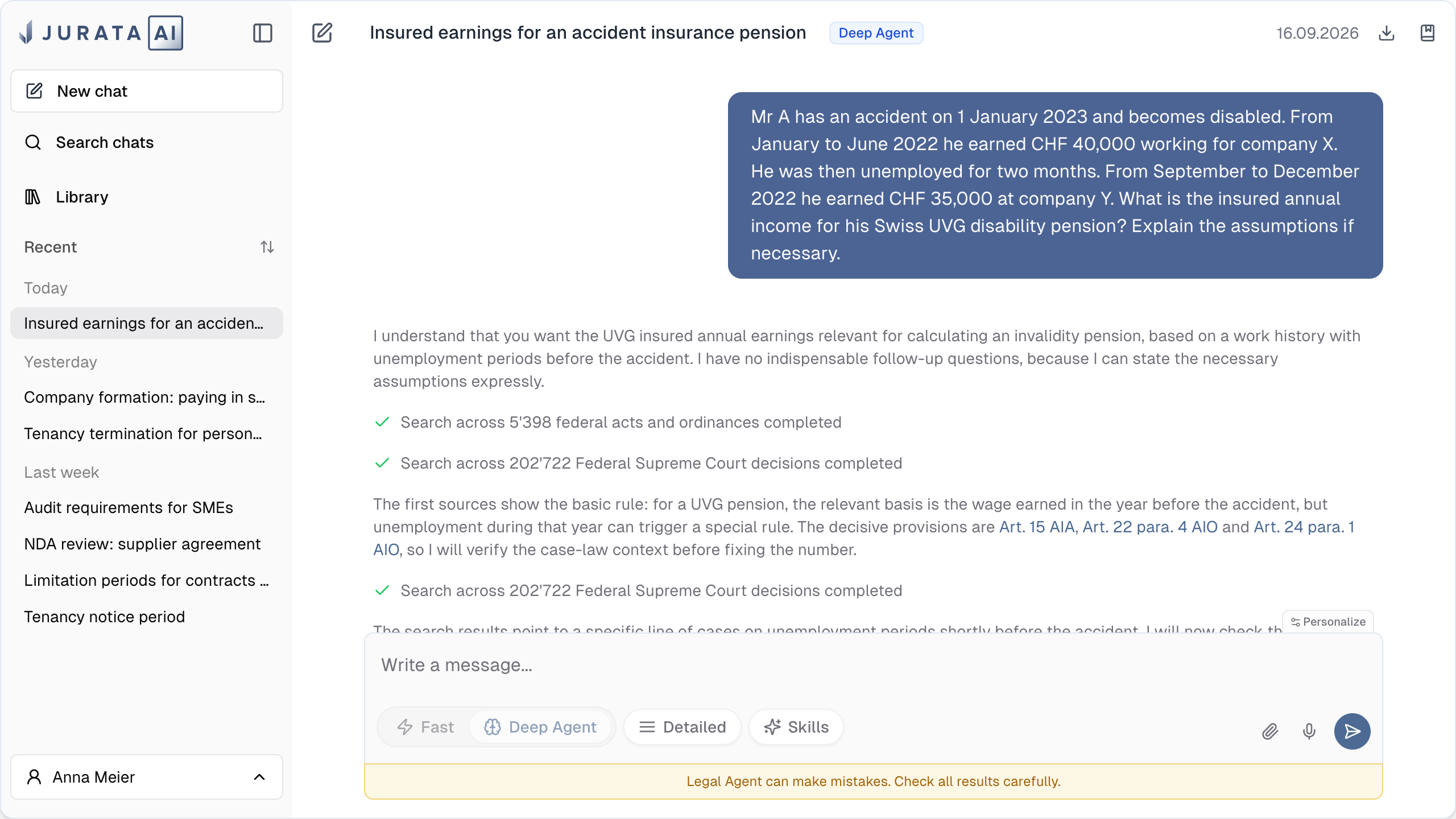 Jurata web app with legal research