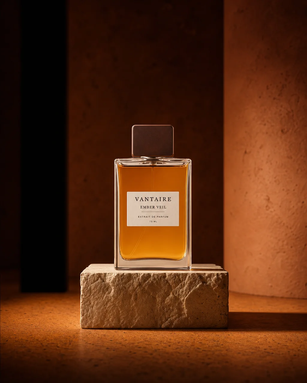 EMBER VEIL on a stone plinth in low light.