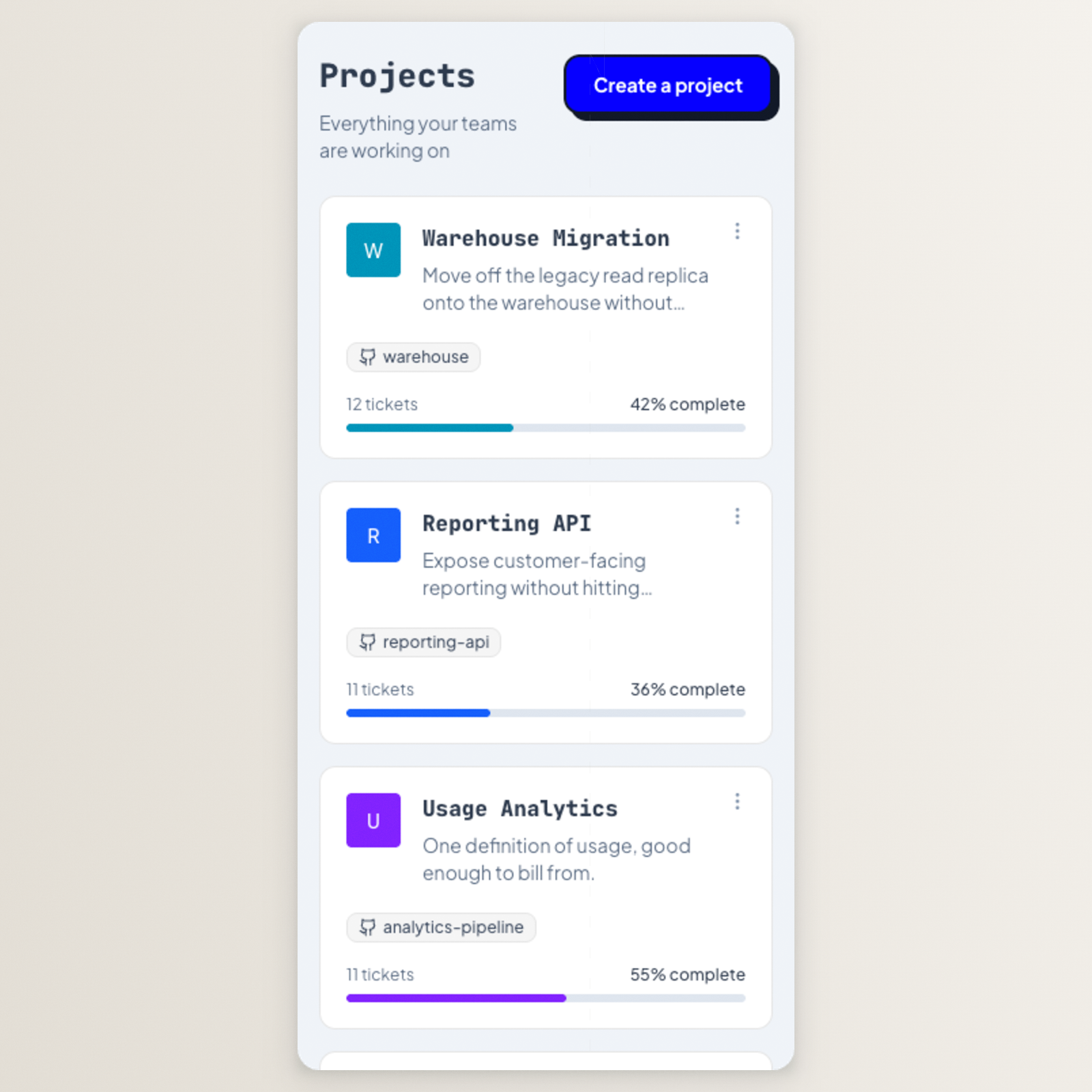 Trundle product interface