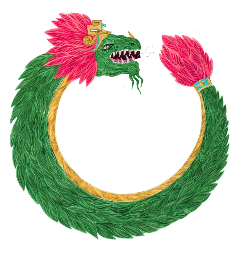 Kukulkan, the feathered serpent, in a ring: Chris Limeres's drawing