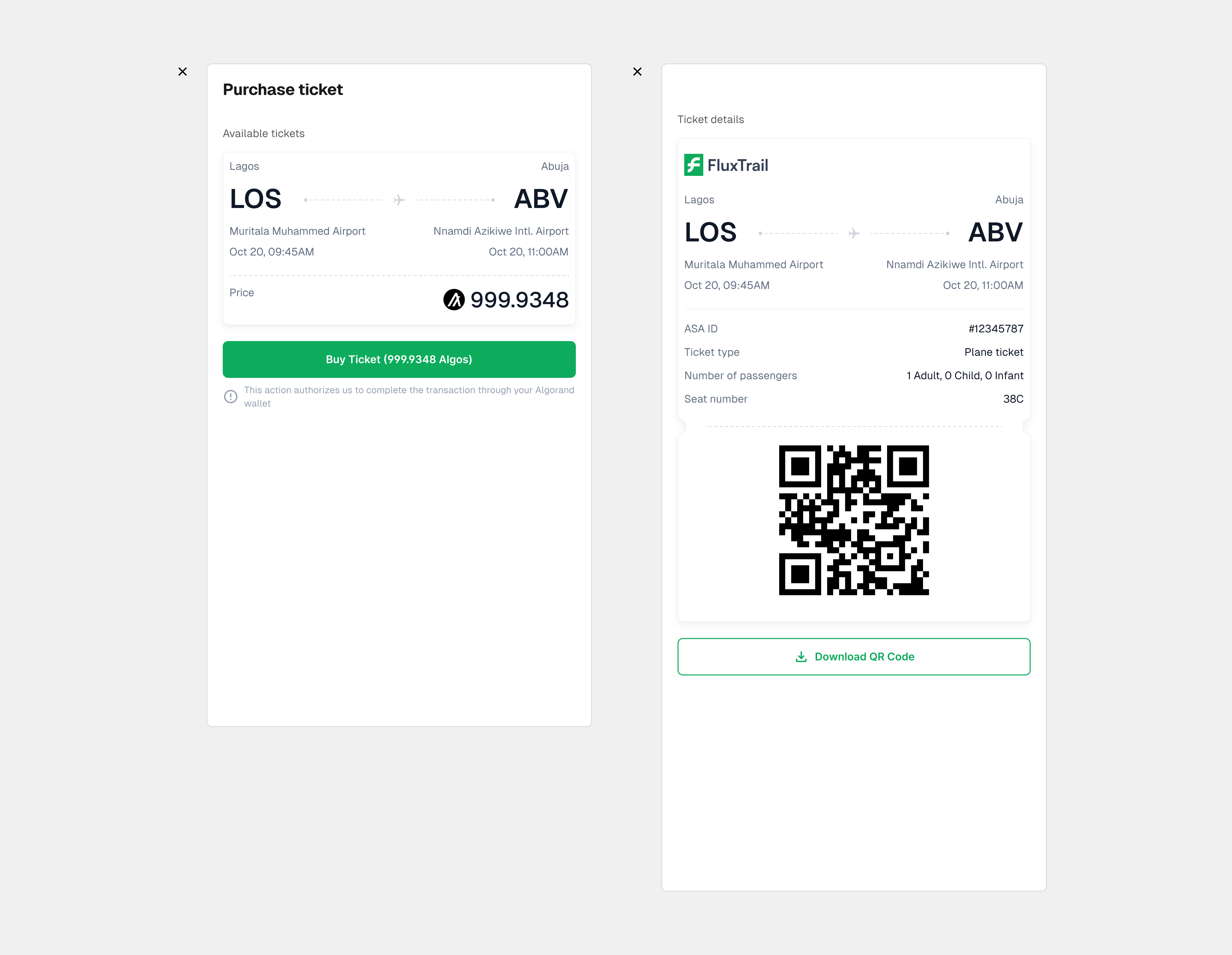 Blockchain Ticketing & Details - Modals
