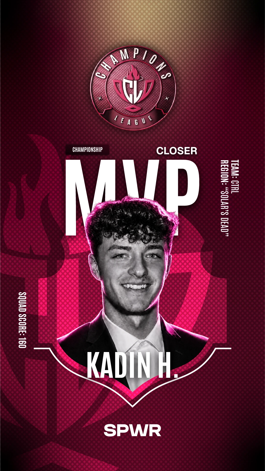 Kadin H. recognized as championship closer MVP in the same campaign portrait system.