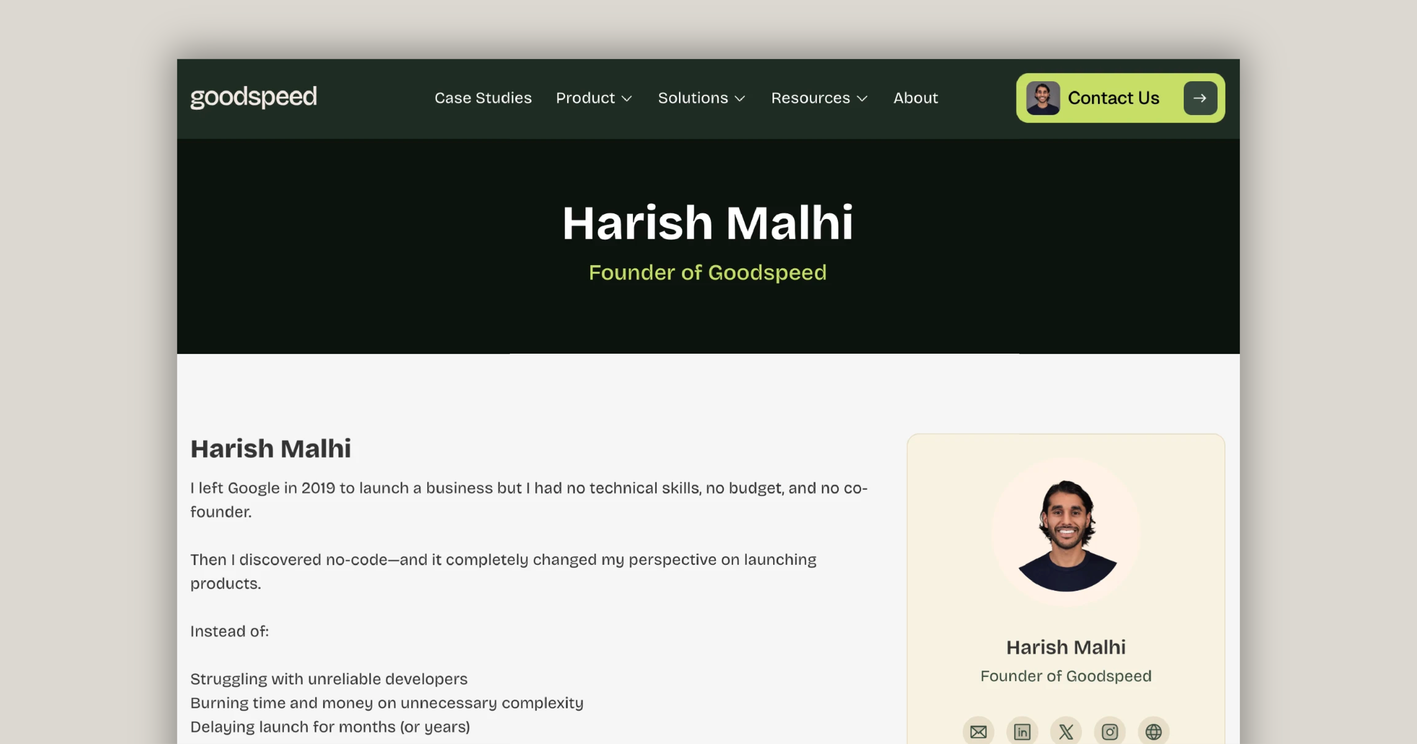 Harish Malhi - Goodspeed Founder