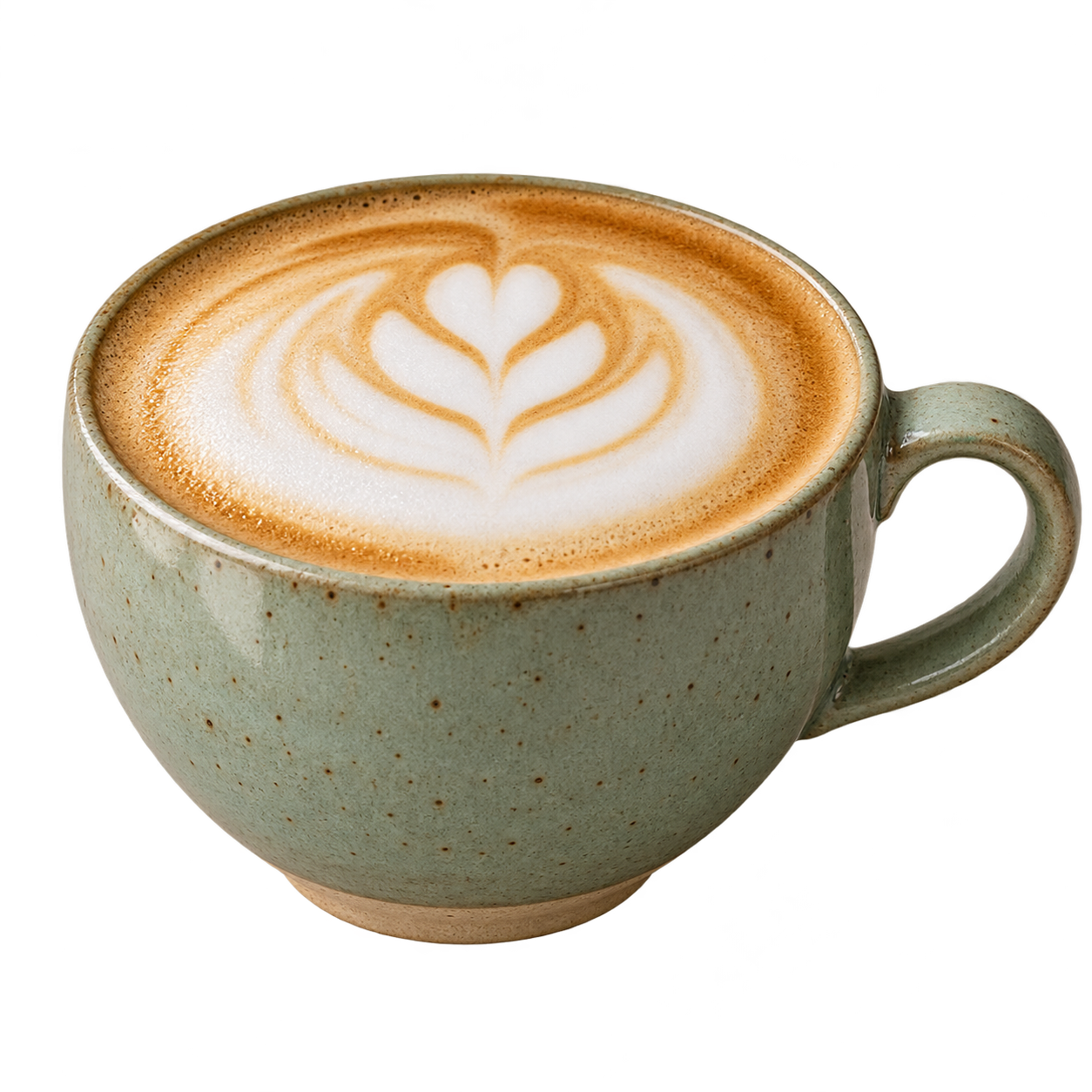 Cappuccino in saliegroen keramiek — gegenereerde illustratie