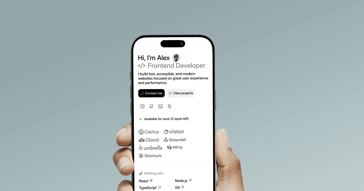Alex Dev – Free Minimal Portfolio Template for Developers and Creatives