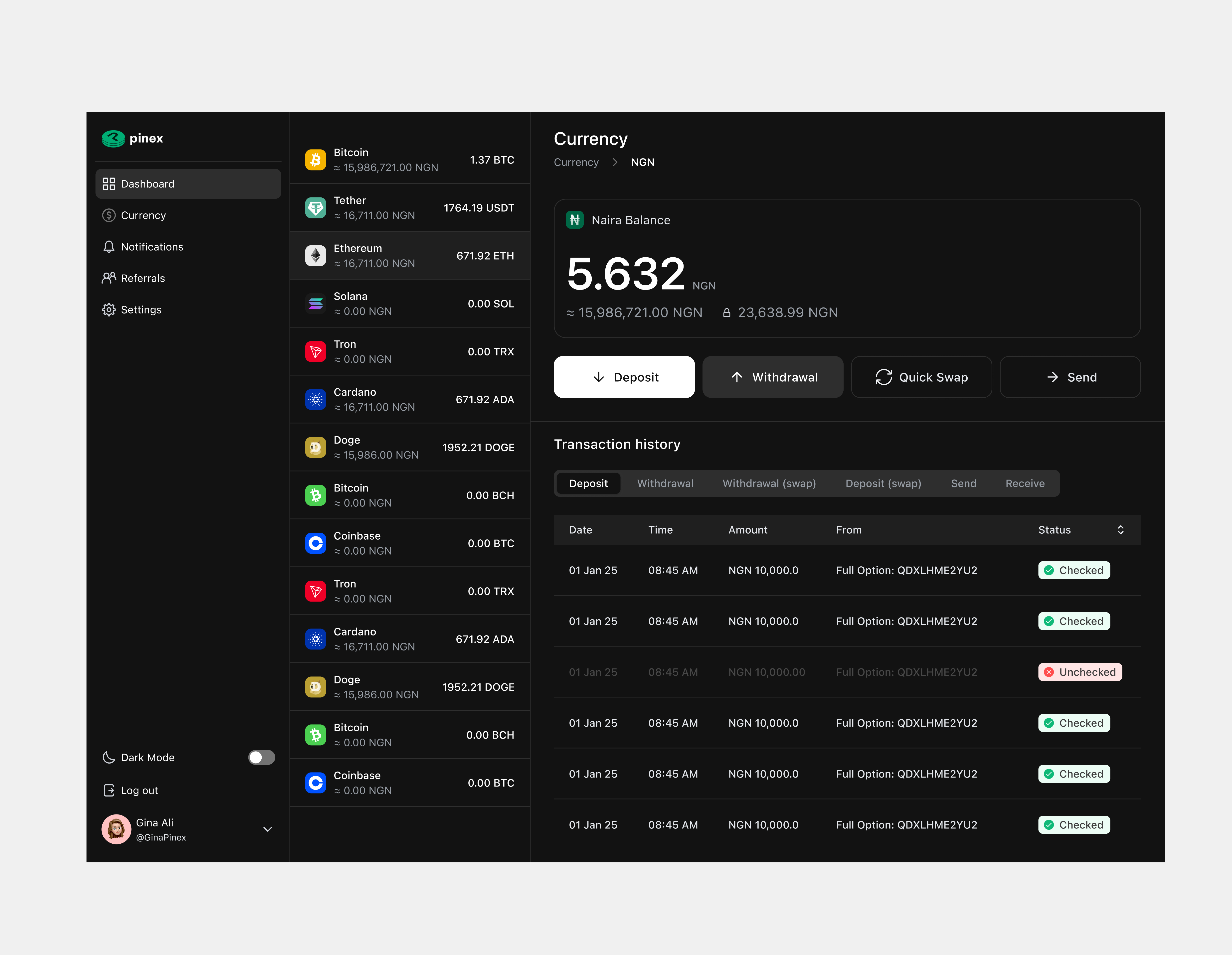 Decentralized Crypto Exchange - Dashboard